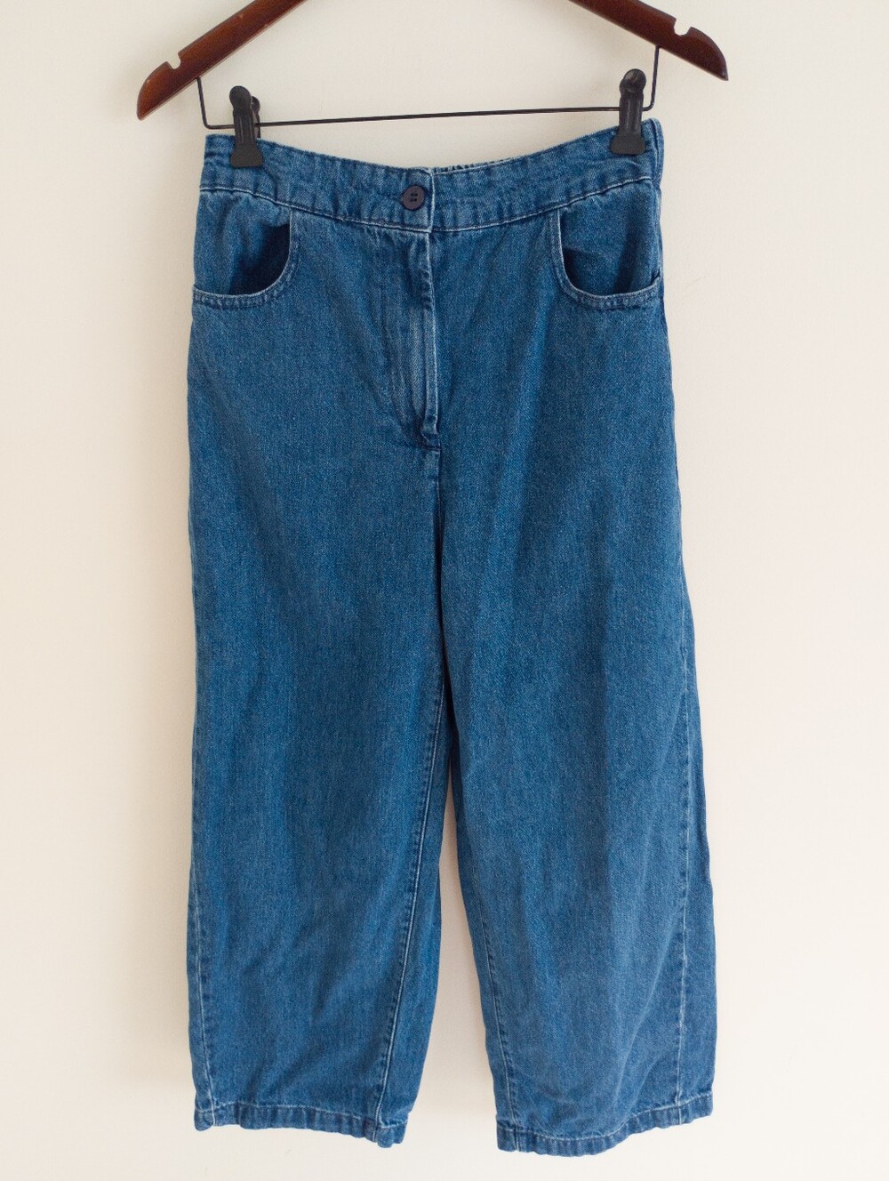 ZARA ZW Elastic Waist Wide Leg Barrel Jeans Blue Denim XS